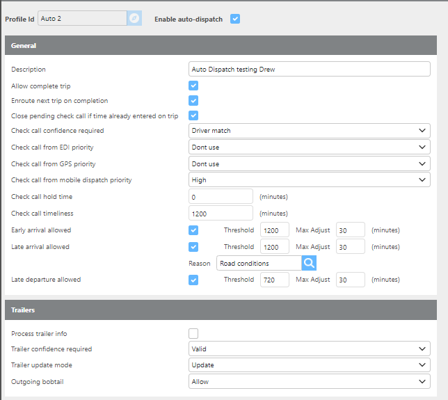 Setup auto-dispatch profiles