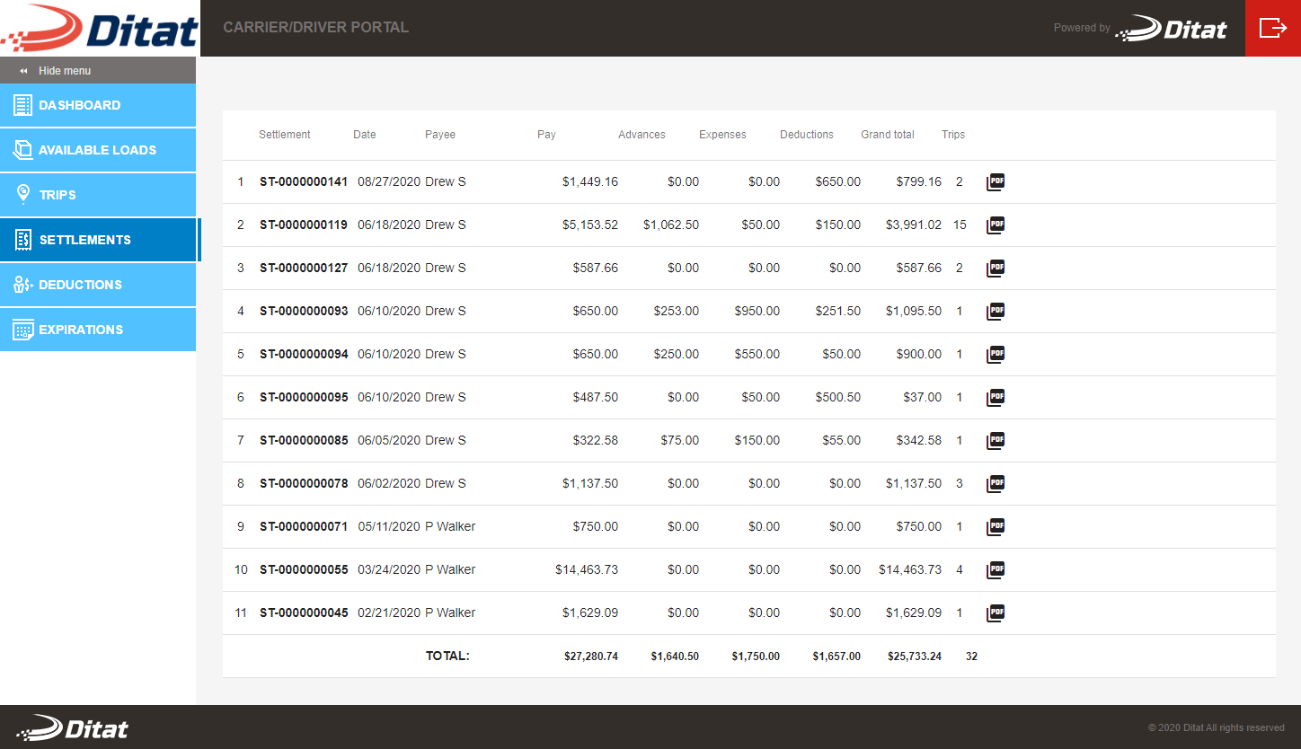 Carrier/Driver Portal